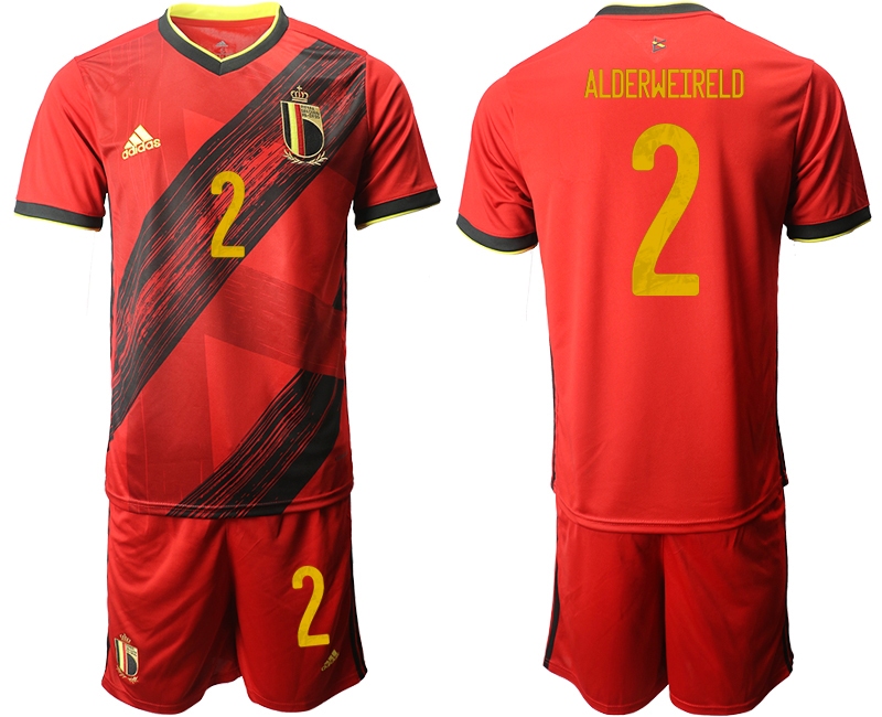 Men 2021 European Cup Belgium home red #2 Soccer Jersey